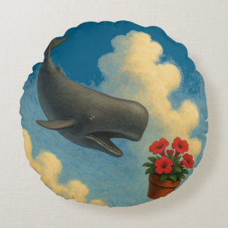 Almofada Redonda Whale & Bowl Of Petunias Rond Kussen