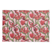 Almond Blossom achtergrond met Red Tulips Kussensloop (Achterkant)