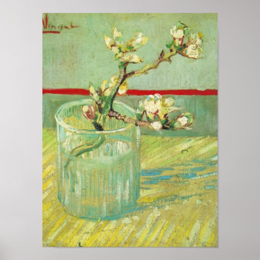 Almond Blossom Branches in Glass Van Gogh Fine Art Poster (Voorkant)
