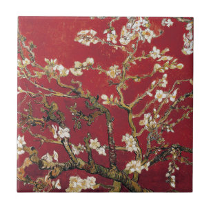Almond Blossom Red Vincent van Gogh Art Painting Tegeltje