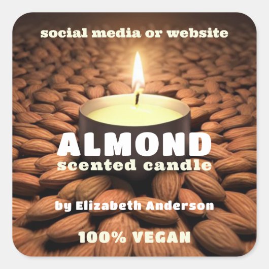 Almond Candle Square Sticker (Voorkant)