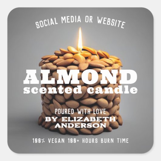 Almond Candle Vierkante Sticker (Voorkant)