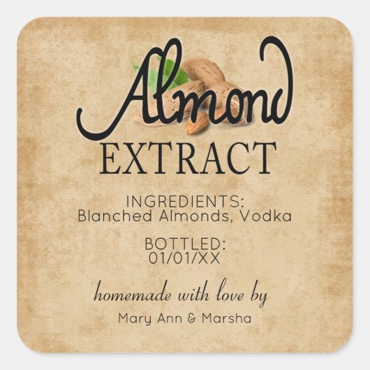 Almond Extract Vierkante Sticker (Voorkant)