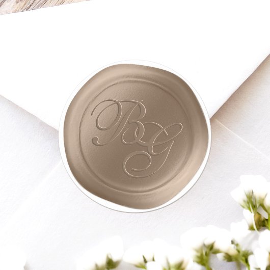Almond Script Dubbele monogram Waszegels Ronde Sticker