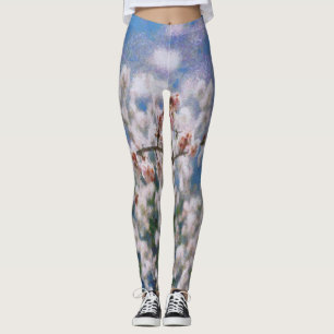 Almond Tree Pointillism Artwork bloemen Leggings