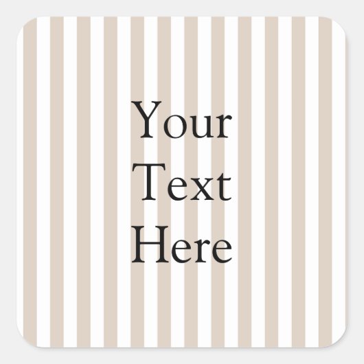 Almond & White Stripes  Vierkante Sticker (Voorkant)