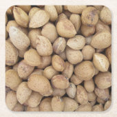 Almonds Herfst Autumn Pattern Vierkante Kartonnen Onderzetter (Voorkant)