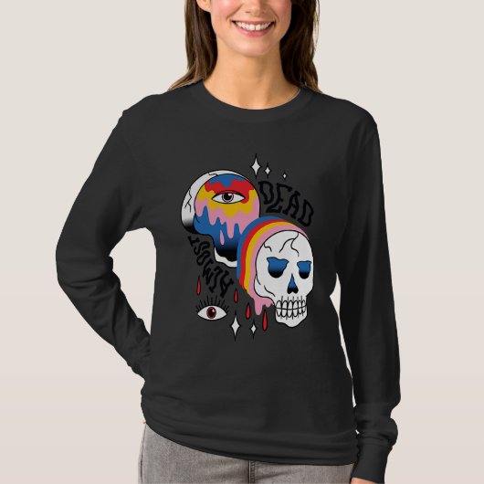 Almost Dead Weird Bizarre Skull Rainbow T-shirt (Voorkant)