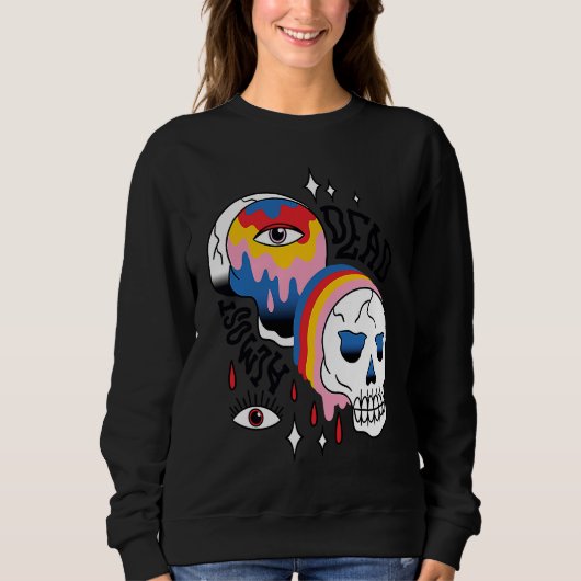 Almost Dead Weird Bizarre Skull Rainbow Trui (Voorkant)