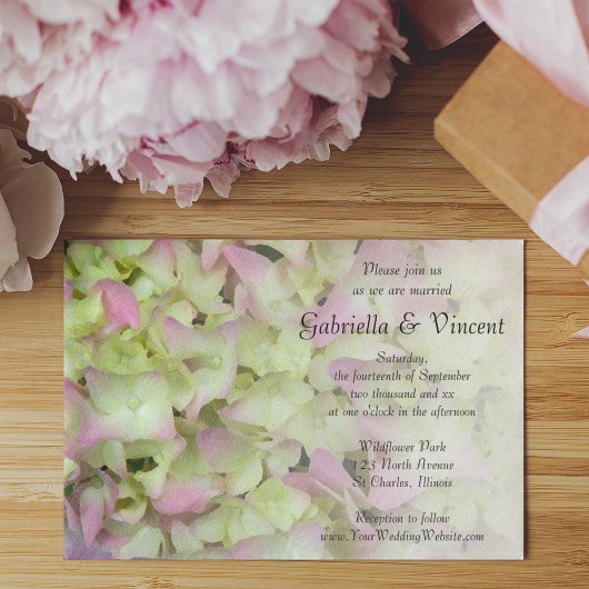 Almost Pink Hydrangea Floral Wedding Kaart
