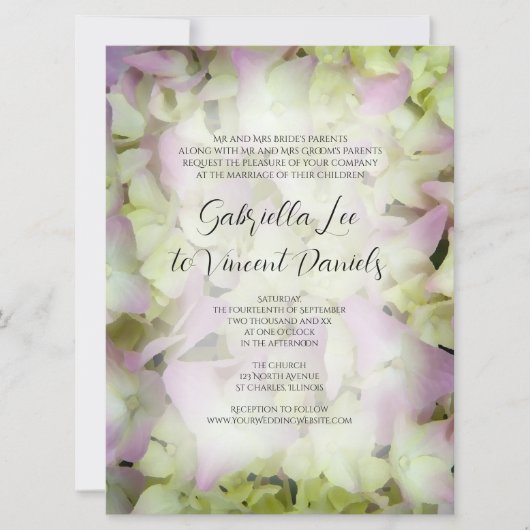 Almost Pink Hydrangea Wedding Kaart (Voorkant)