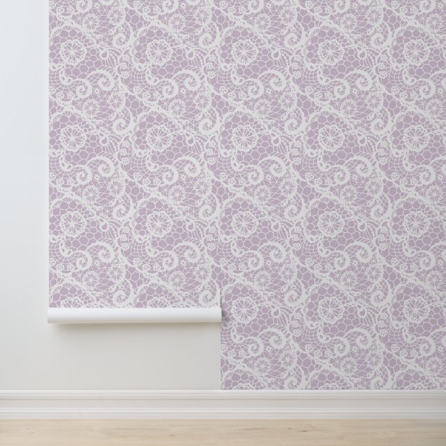 Almost White Lace on Pastel Pink Behang (Applicatie)