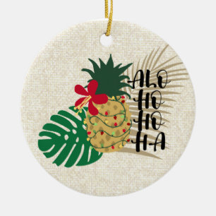 ALO-HO-HO-HA Hawaiian Tropische ananas Keramisch Ornament