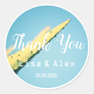Aloe Doorns Bleekgroen Dank Je Trouwsticker Ronde Sticker