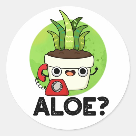 Aloe Funny Plant Hallo Ronde Sticker (Voorkant)