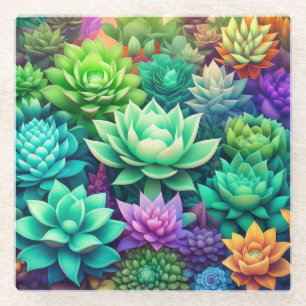 Aloë Vera en Succulenten Collage Glazen Onderzetter