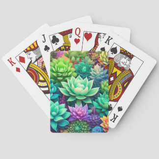 Aloë Vera en Succulenten Collage Pokerkaarten