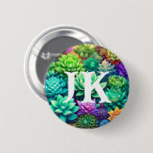 Aloë Vera en vetplanten Collage Monogrammed Ronde Button 5,7 Cm (Voorkant /achterkant)