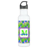 Aloë Vera Planten Patroon Monogram Waterfles (Voorkant)