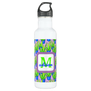 Aloë Vera Planten Patroon Monogram Waterfles
