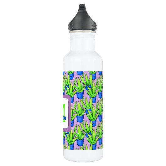 Aloë Vera Planten Patroon Monogram Waterfles (Rechts)