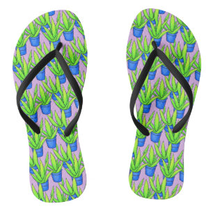 Aloe Vera Planten Patroon Textiel Teenslippers