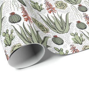 Aloe Vera Succulente Cactus Wit Cadeaupapier