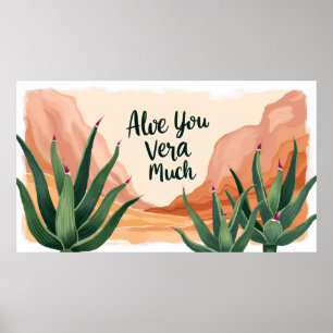 Aloe You Vera Much Grappige Aloe Muur Kunstprint Poster