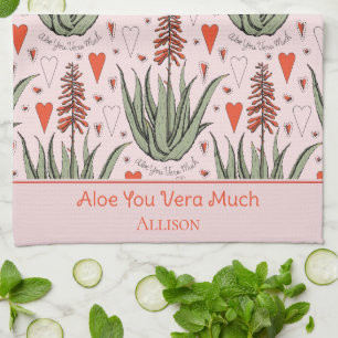 Aloe You Vera Much Ik Hou Heel Veel van Jou Theedoek
