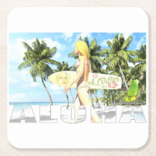 Aloha 01 vierkante kartonnen onderzetter