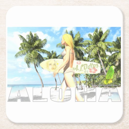 Aloha 01 vierkante kartonnen onderzetter (Voorkant)
