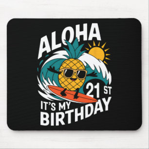 Aloha 21e verjaardag Hawaï Ananas Surfen Tropisch Muismat