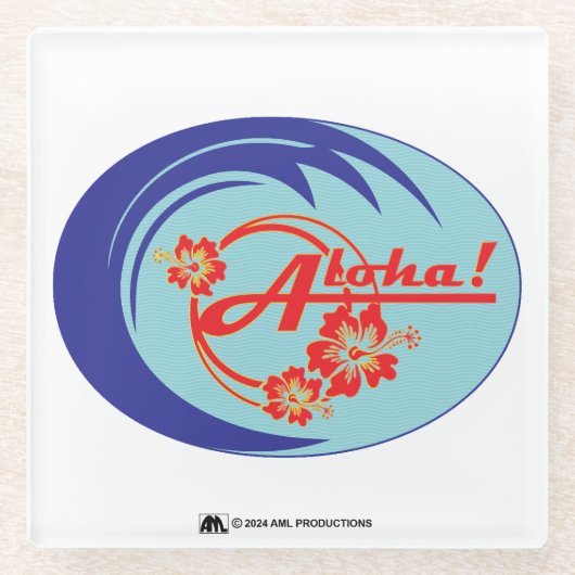 ALOHA 2 LOGO GLAZEN ONDERZETTER (Voorkant)