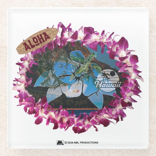 ALOHA 40 GLAZEN ONDERZETTER (Voorkant)