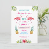 Aloha 40e anniversaire Invitation Flamant rose tro (Debout devant)
