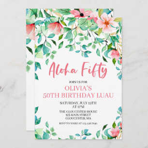 Aloha 50th Tropical 50th Luau Birthday Invitation Kaart