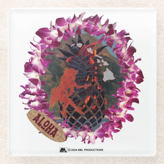 ALOHA 52 GLAZEN ONDERZETTER (Voorkant)