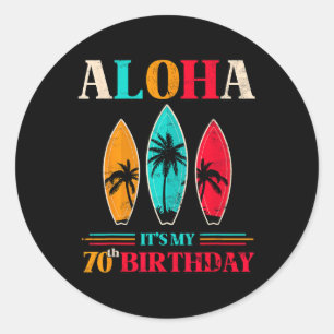 Aloha 70ste verjaardag Hawaii Tropisch strand surf Ronde Sticker