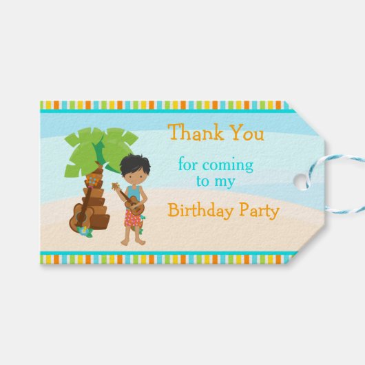 Aloha African American Boy Cadeaulabel (Voorkant (Horizontaal))