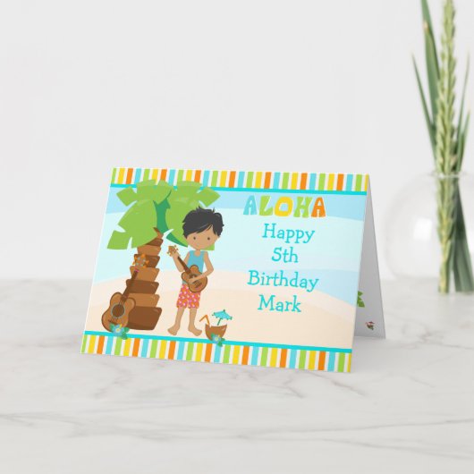 Aloha African American Boy Verjaardag Kaart (Voorkant)