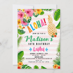 Aloha Ananas 10e verjaardagsfeest Uitnodiging