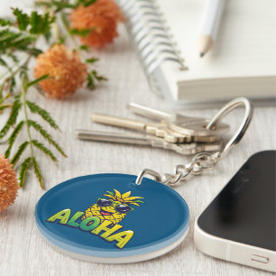 Aloha Ananas Collectie Blauwgroen Acryl Sleutelhan Sleutelhanger