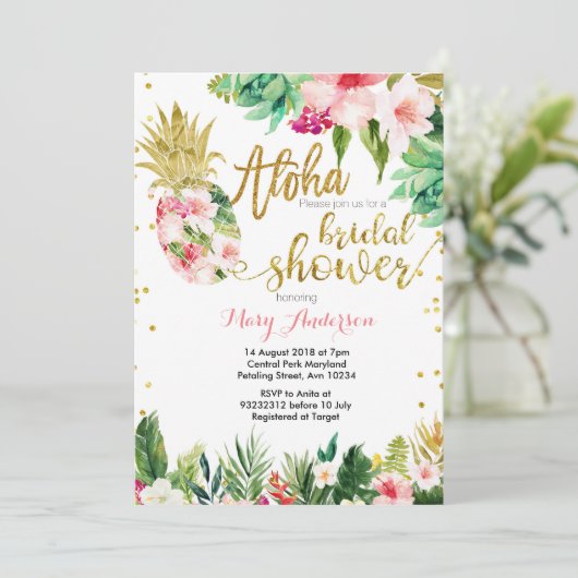 Aloha ananas douche nuptiale Invitation (Debout devant)