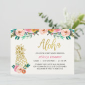 Aloha Ananas Floral Baby shower Invitation (Debout devant)