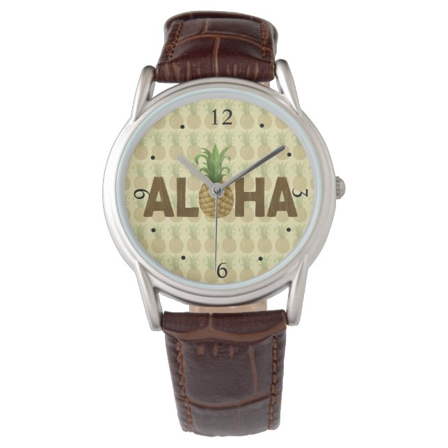 Aloha  ananas Hawaiian Hawaii Horloge (Voorkant)
