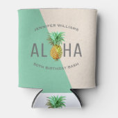 Aloha Ananas, Linnen Textuur 50e Verjaardags Bash Blikjeskoeler (Voorkant)