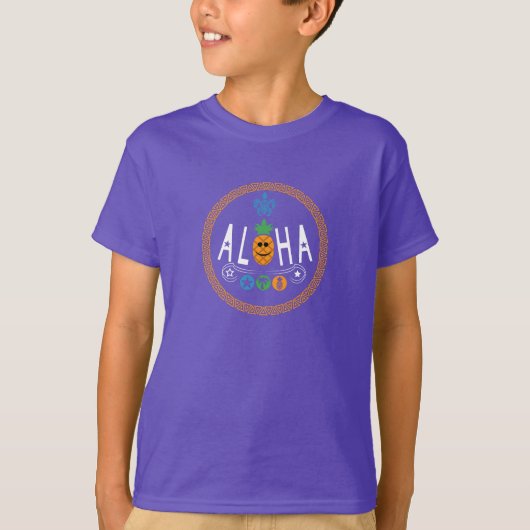 Aloha-ananasontwerp - Kinderen Basic T-Shirt (Voorkant)