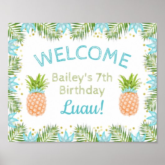 Aloha Anniversaire Affiche de bienvenue Luau Décor (Devant)