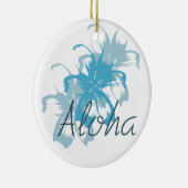Aloha Aqua Blue Floral Keramisch Ornament (Rechts)