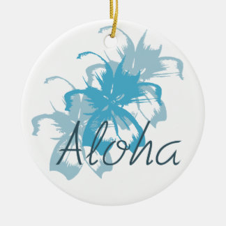 Aloha Aqua Blue Floral Keramisch Ornament